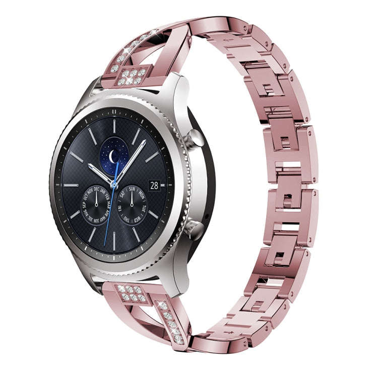 X-shaped Diamond-studded Stainless Steel Watch Band for Samsung Gear S3(Pink)