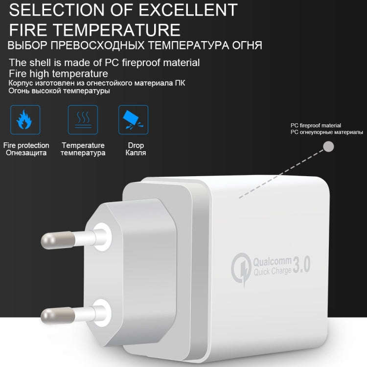 SDC-30W 2 in 1 USB to 8 Pin Data Cable + 30W QC 3.0 USB + 2.4A Dual USB 2.0 Ports Mobile Phone Ta...