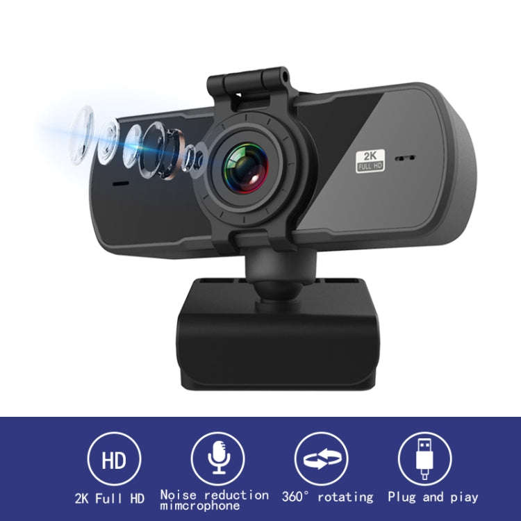 C5 4 Million Pixel Auto Focus 2K Full HD Webcam 360 Rotation USB Driver-free Live Broadcast WebCa...