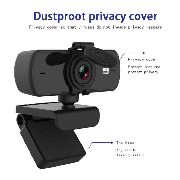 C5 4 Million Pixel Auto Focus 2K Full HD Webcam 360 Rotation USB Driver-free Live Broadcast WebCa...