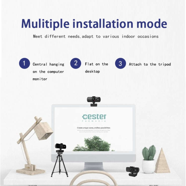 C5 4 Million Pixel Auto Focus 2K Full HD Webcam 360 Rotation USB Driver-free Live Broadcast WebCa...