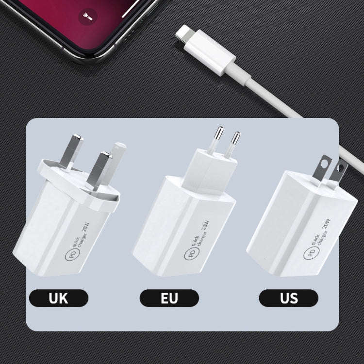 SDC-20W 2 in 1 PD 20W USB-C / Type-C Travel Charger + 3A PD3.0 USB-C / Type-C to 8 Pin Fast Charg...
