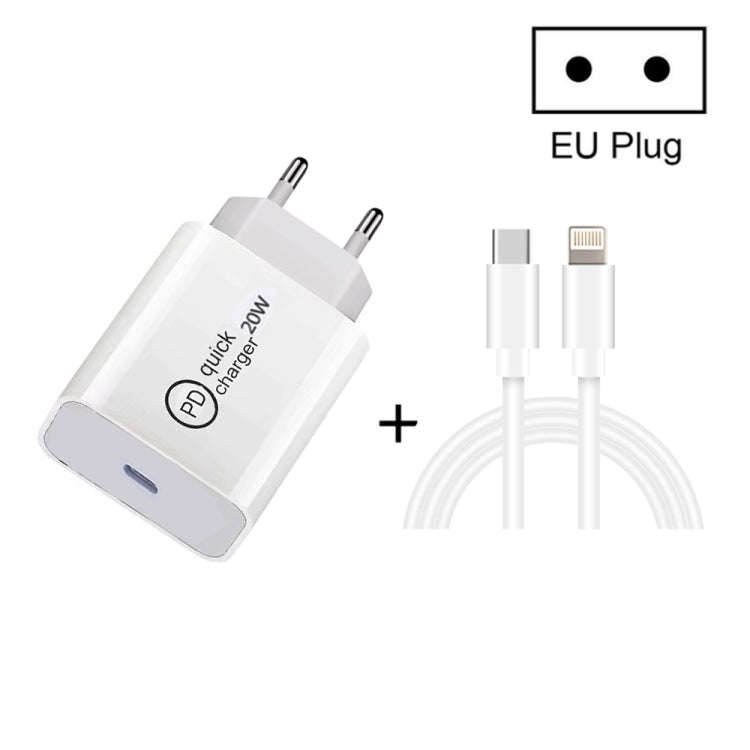 SDC-20W 2 in 1 PD 20W USB-C / Type-C Travel Charger + 3A PD3.0 USB-C / Type-C to 8 Pin Fast Charg...