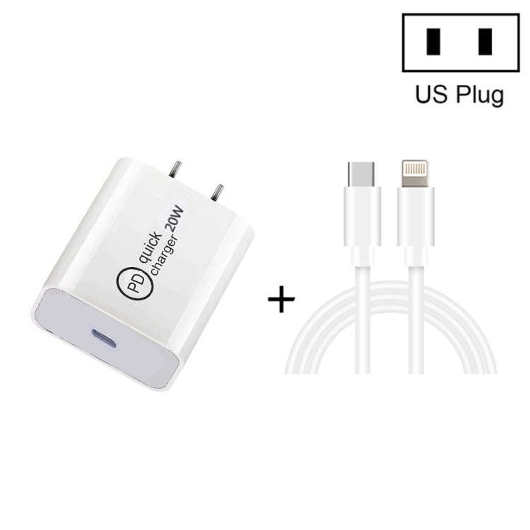 SDC-20W 2 in 1 PD 20W USB-C / Type-C Travel Charger + 3A PD3.0 USB-C / Type-C to 8 Pin Fast Charg...