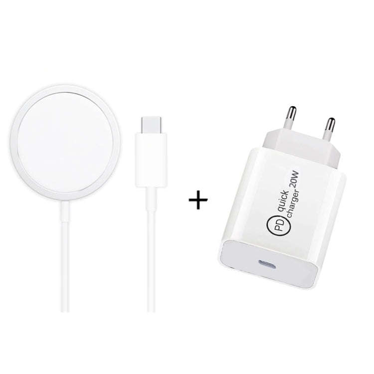 XJ-31 2 in 1 15W Magnetic Wireless Charger + PD 20W USB-C / Type-C Travel Charger Set for iPhone ...