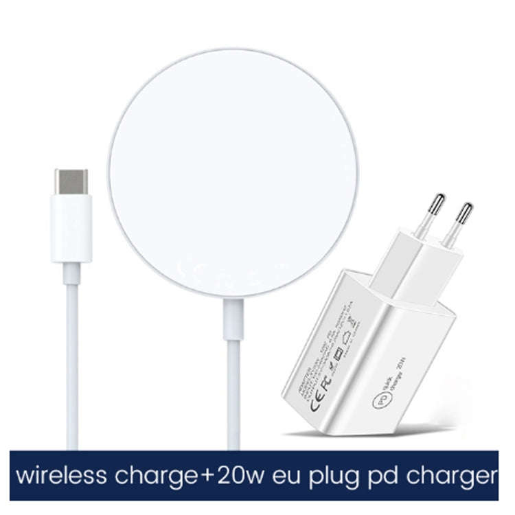 XJ-31 2 in 1 15W Magnetic Wireless Charger + PD 20W USB-C / Type-C Travel Charger Set for iPhone ...