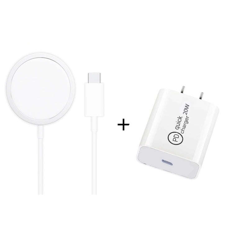 XJ-31 2 in 1 15W Magnetic Wireless Charger + PD 20W USB-C / Type-C Travel Charger Set for iPhone ...