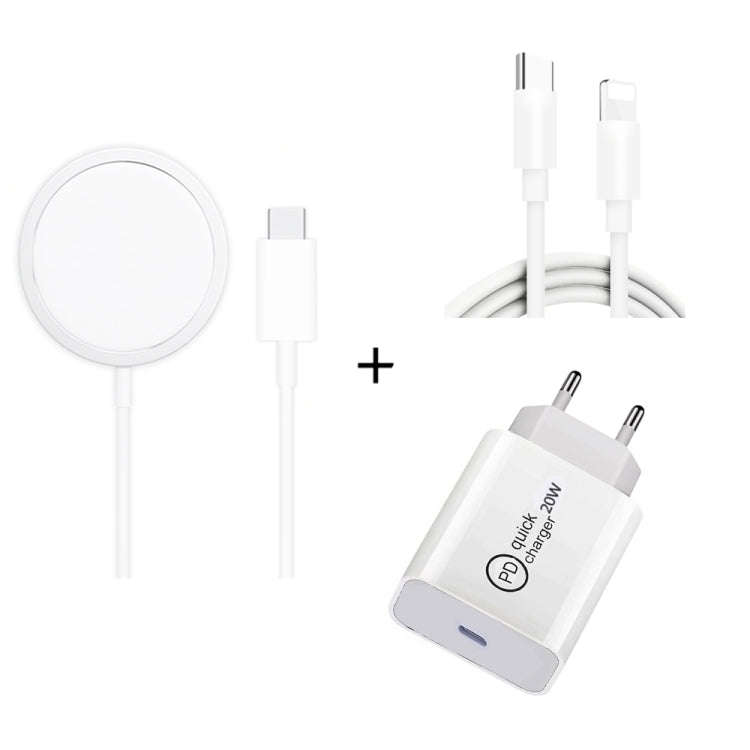 XJ-32 3 in 1 15W Magnetic Suction Wreless Charging + PD 20W USB-C / Type-C Travel Charging + USB-...