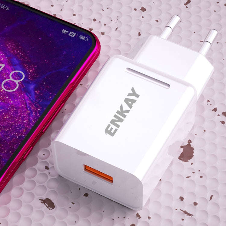ENKAY Hat-Prince T033 18W USB QC 3.0 Fast Charging Travel Charger Power Adapter, EU Plug