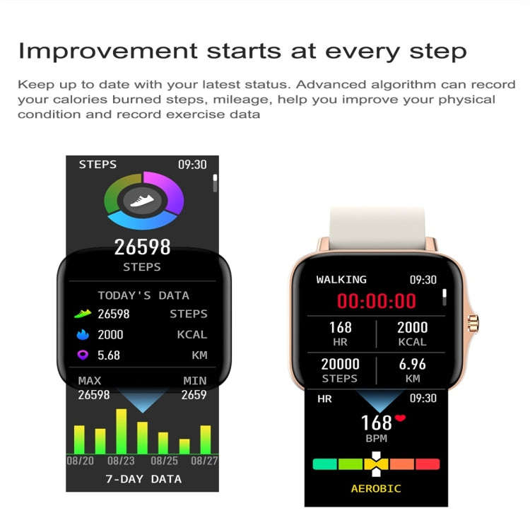T42 1.7 inch Color Screen Smart Watch, IP67 Waterproof, Support Bluetooth Call/Heart Rate Monitor...