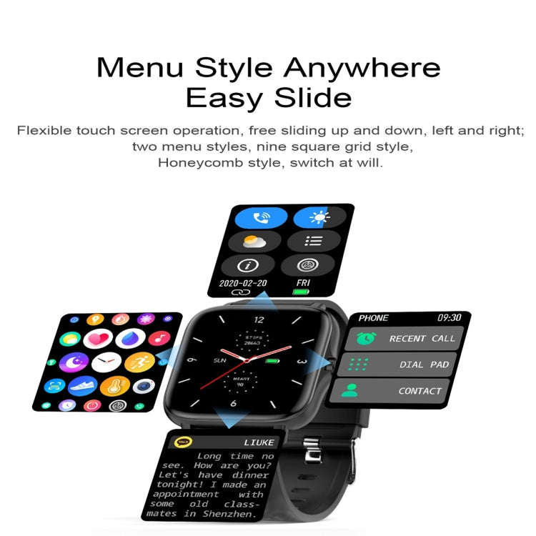 T42 1.7 inch Color Screen Smart Watch, IP67 Waterproof, Support Bluetooth Call/Heart Rate Monitor...