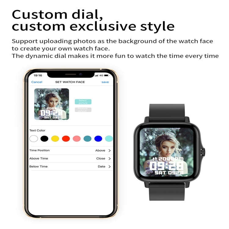 T42 1.7 inch Color Screen Smart Watch, IP67 Waterproof, Support Bluetooth Call/Heart Rate Monitor...