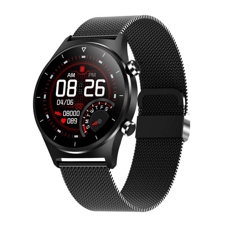 E13 1.28 inch IPS Color Screen Smart Watch, IP68 Waterproof, Steel Watchband, Support Heart Rate ...