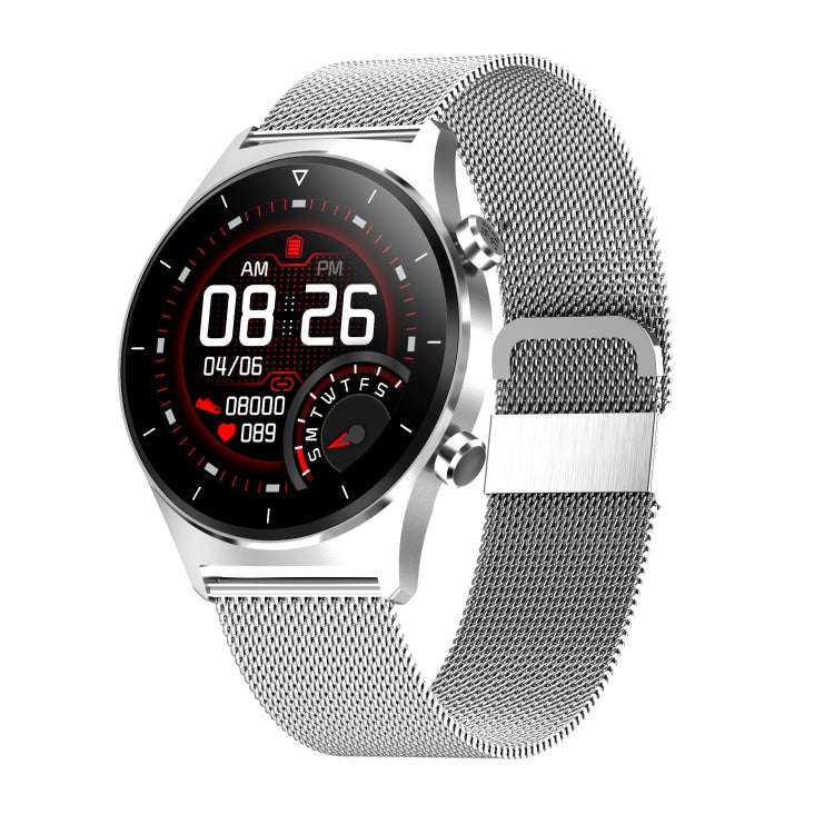 E13 1.28 inch IPS Color Screen Smart Watch, IP68 Waterproof, Steel Watchband, Support Heart Rate ...