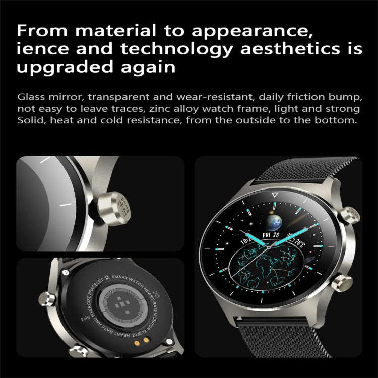 E13 1.28 inch IPS Color Screen Smart Watch, IP68 Waterproof, Steel Watchband, Support Heart Rate ...