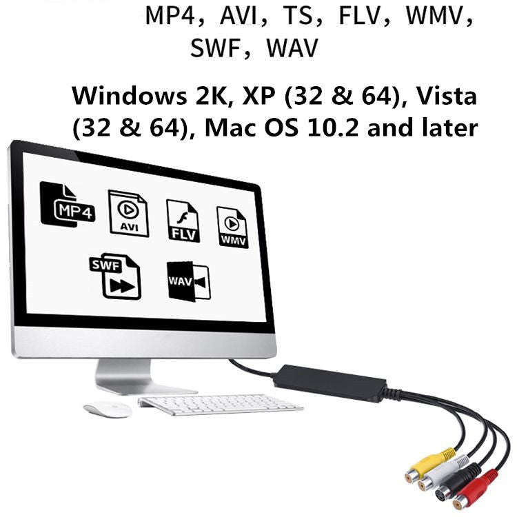 USB to RCA Cable 60+ Supports Vista 64 / Win 7 / Win 8 / Win 10 / Mac OS