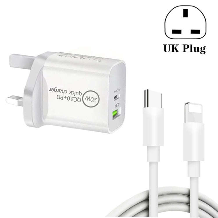 SDC-20WA+C 20W PD + QC 3.0 USB Dual Fast Charging Universal Travel Charger with Type-C / USB-C to...