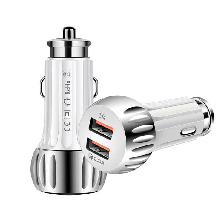 YSY-310QC18W QC3.0 Dual Port USB Car Charger + 3A USB to USB-C / Type-C Data Cable, Cable Length:...