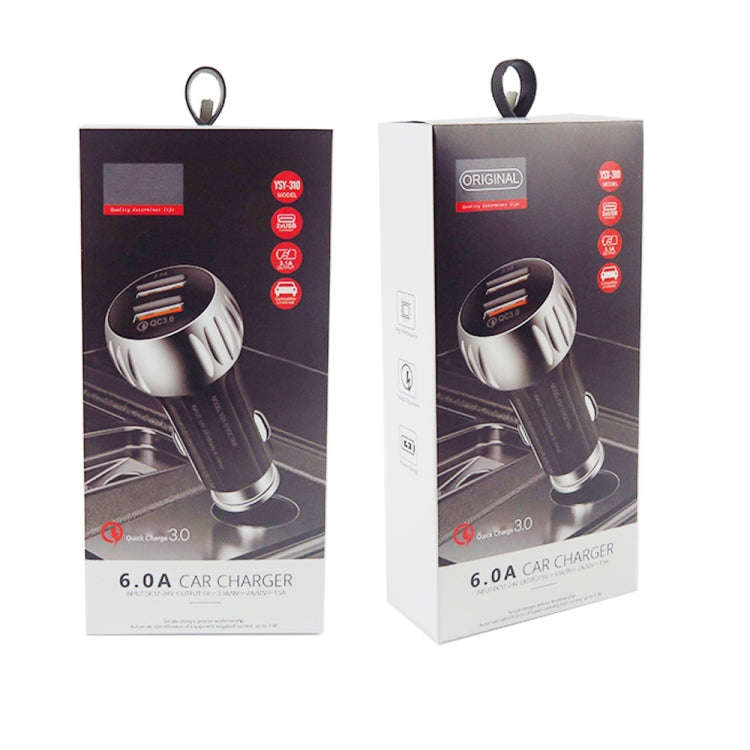 YSY-310QC18W QC3.0 Dual Port USB Car Charger + 3A USB to USB-C / Type-C Data Cable, Cable Length:...