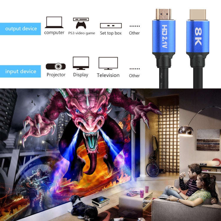 HD08 8K Ultra Clear HDMI 2.1 TV Computer Projection Set-top Box HDMI Cable, Cable Length:3m