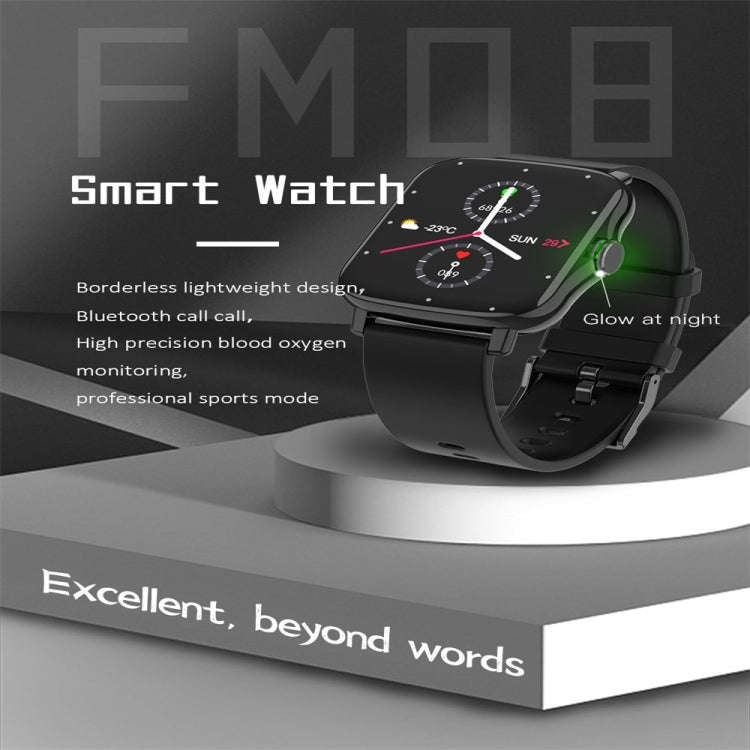 FM08 1.69 inch Color Screen Smart Watch IP67 Waterproof,Support Heart Rate Monitoring/Blood Press...
