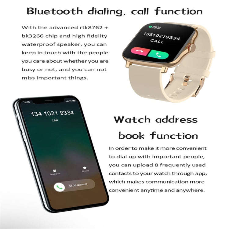 FM08 1.69 inch Color Screen Smart Watch IP67 Waterproof,Support Heart Rate Monitoring/Blood Press...