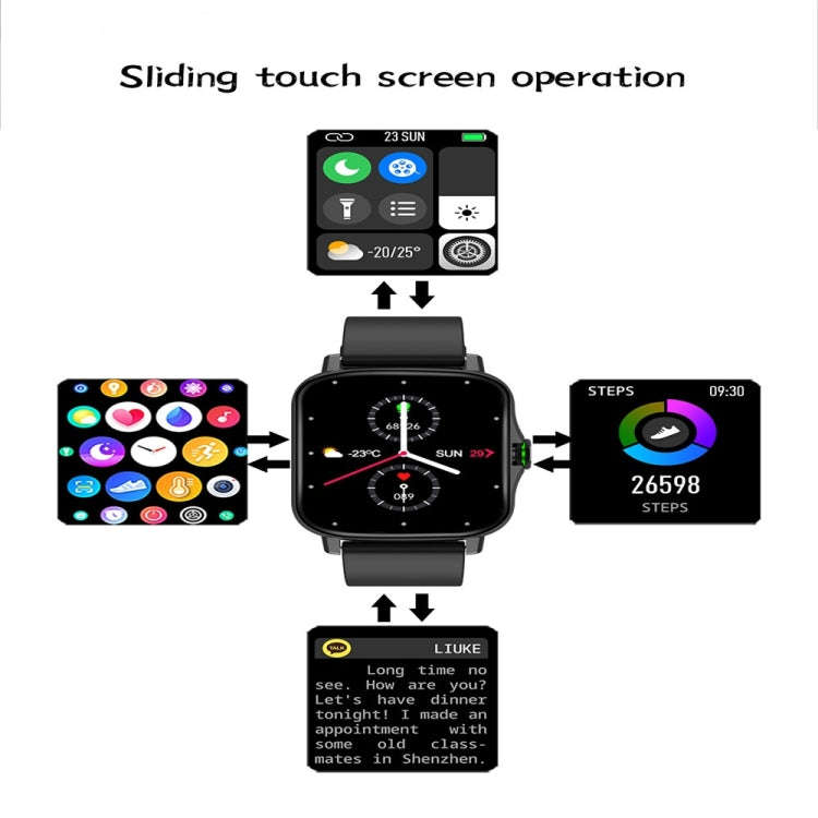 FM08 1.69 inch Color Screen Smart Watch IP67 Waterproof,Support Heart Rate Monitoring/Blood Press...