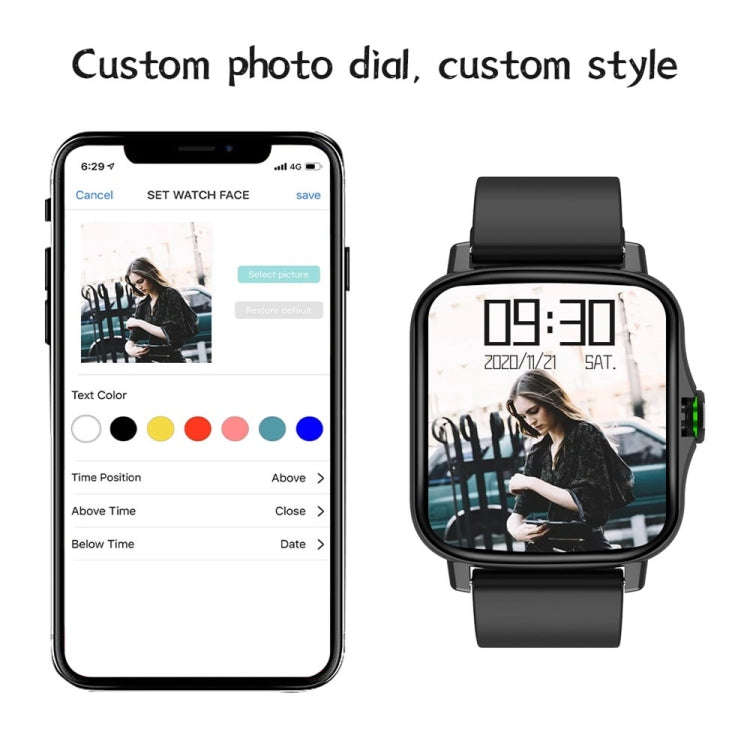 FM08 1.69 inch Color Screen Smart Watch IP67 Waterproof,Support Heart Rate Monitoring/Blood Press...