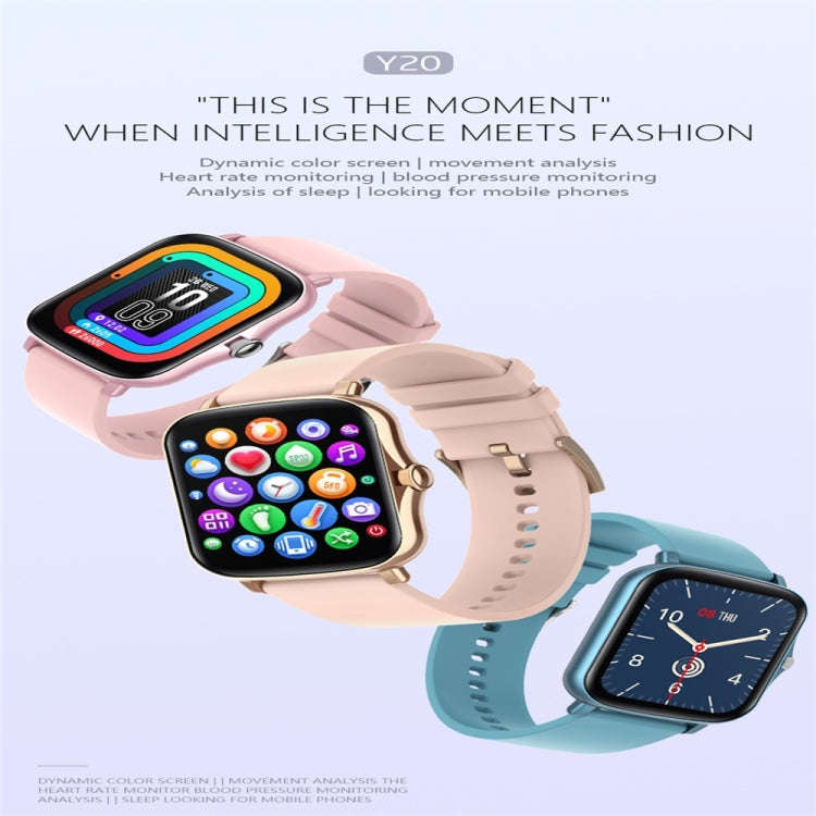 Y20 1.69 inch Color Screen Smart Watch IP67 Waterproof,Support Heart Rate Monitoring/Blood Pressu...