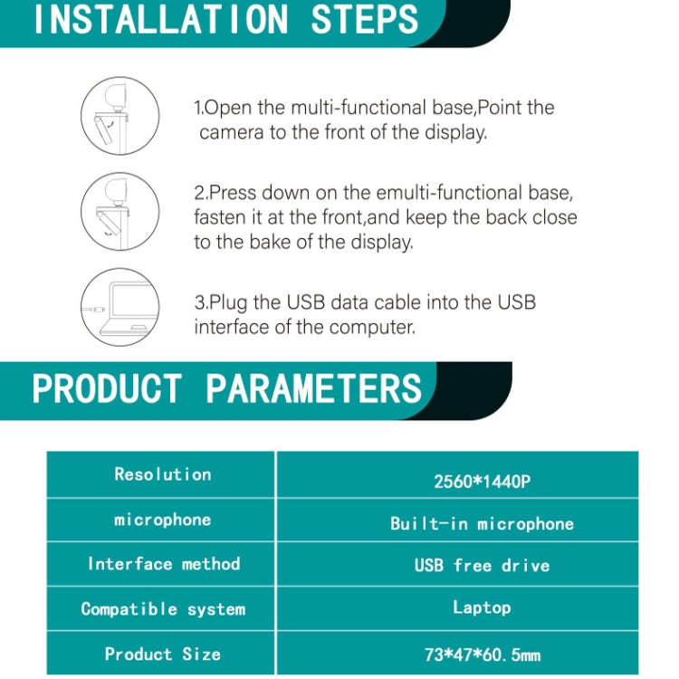 C11 2K Picture Quality HD Without Distortion 360 Degrees Rotate Built-in Microphone Sound Clear W...