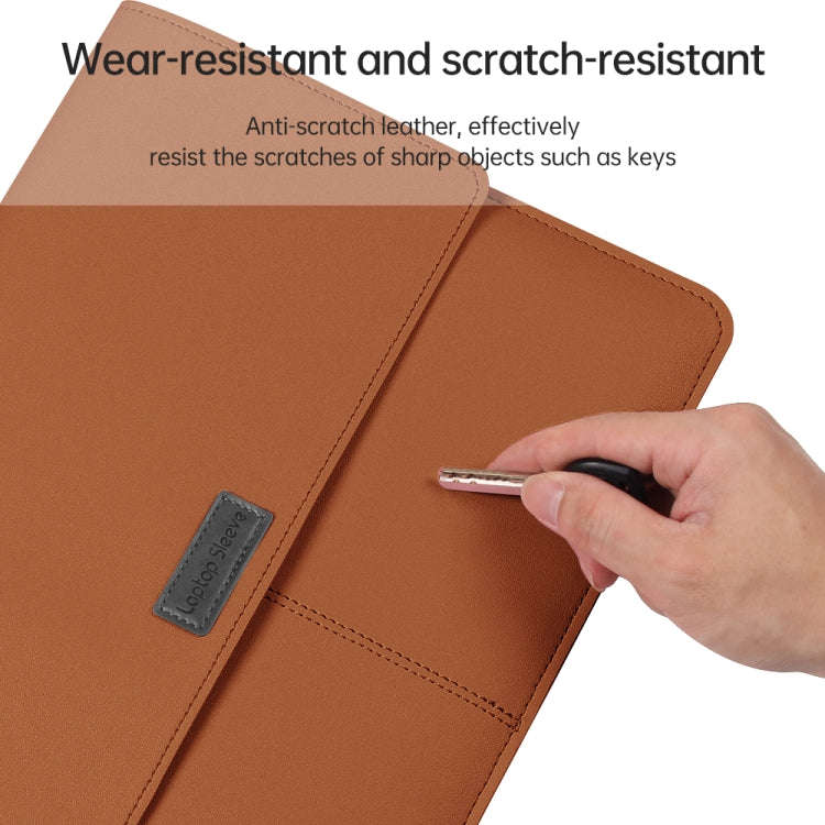 Litchi Pattern PU Leather Waterproof Ultra-thin Protection Liner Bag Briefcase Laptop Carrying Ba...