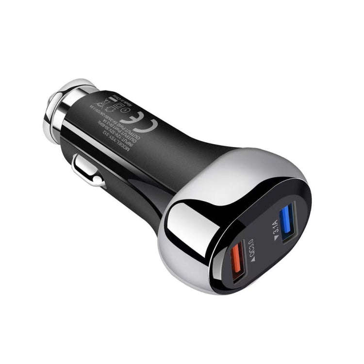 YSY-312 18W Portable QC3.0 Dual USB Mobile Phones and Tablet PCs Universal Car Charger(White)