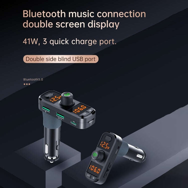 BC70 Car Bluetooth 5.0 FM Transmitter Radio Adapter Dual Display Wireless Handsfree Call MP3 Musi...