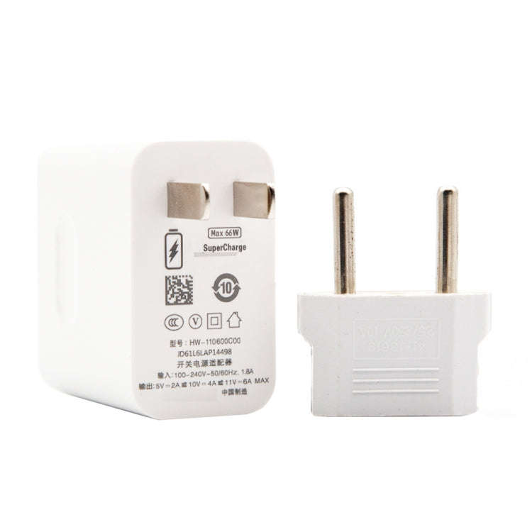 66W USB Fast Charging Travel Charger With EU Plug Conversion Head + 6A USB to Type-C Flash Chargi...