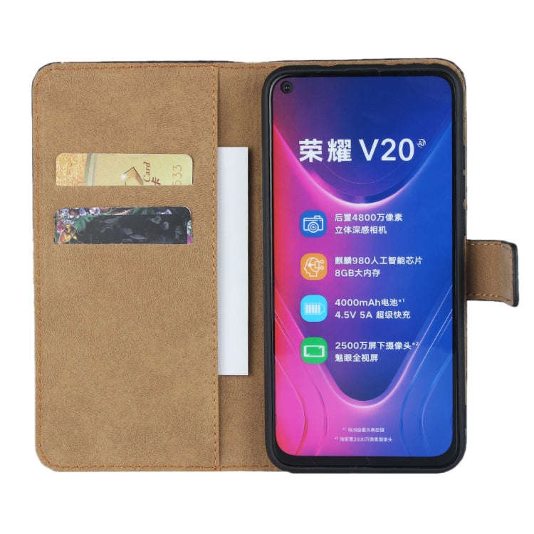 Horizontal Flip Leather Case for Huawei Honor V20, with Magnetic Buckle & Holder & Card Slots & W...