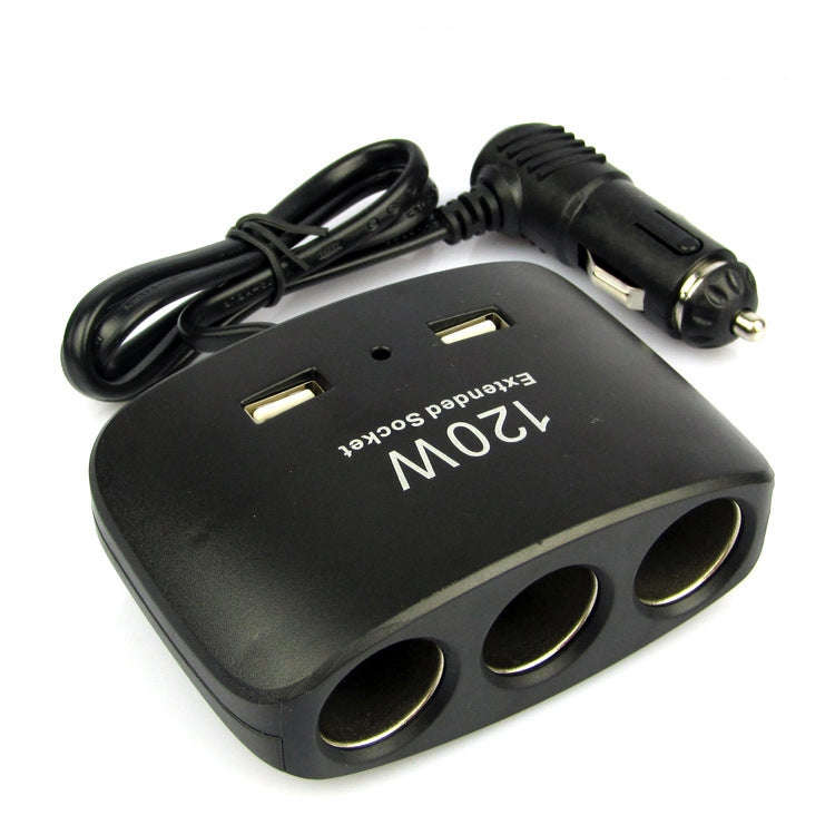 120W Car Cigarette Lighter Adapter, 3-Socket Cigarette Lighter Splitter with Dual USB Car Charger...