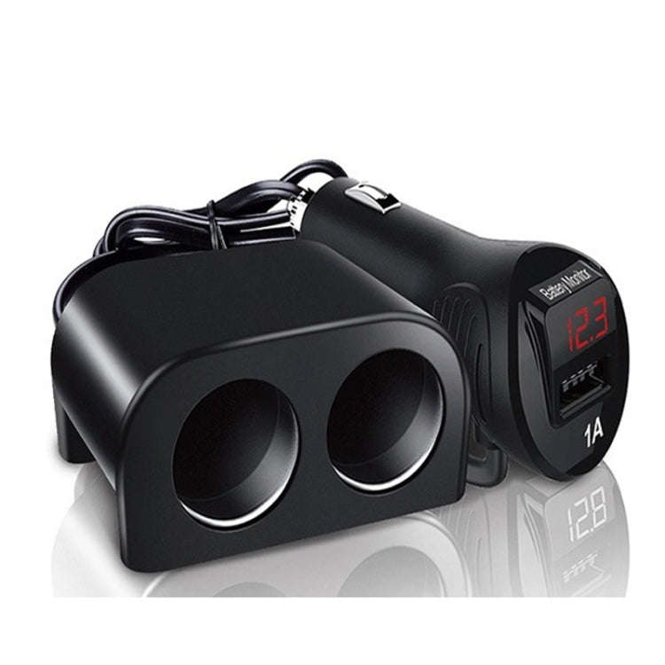 Cigarette Lighter Adapter 2 Socket Cigarette Lighter Splitter with LED Voltage Display USB Car Ch...