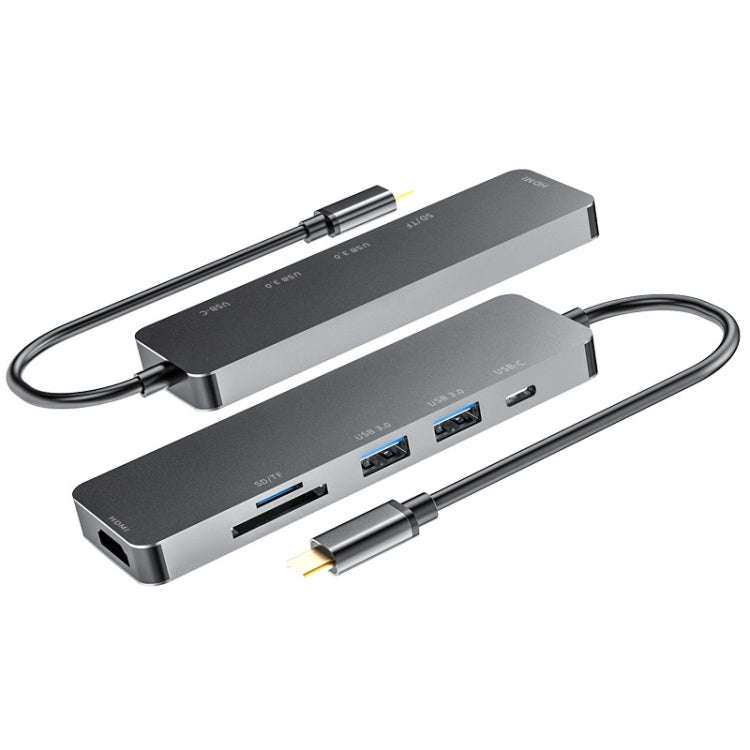 6 in 1 Type C to HDMI + USB 3.0 + Type C + SD/TF Docking Station Multi-function HUB