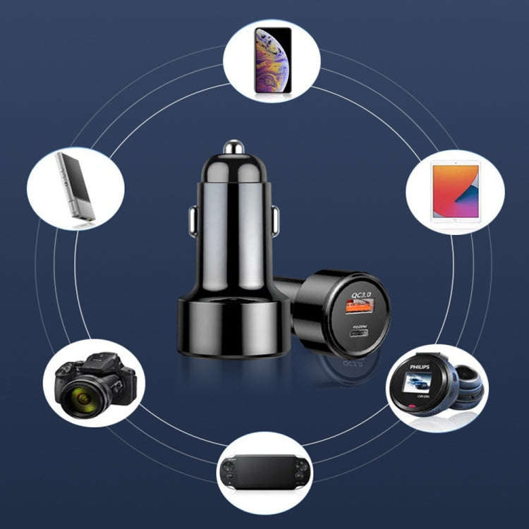TE-P31 PD 20W USB-C / Type-C + QC3.0 18W USB Fast Car Charger(Black)