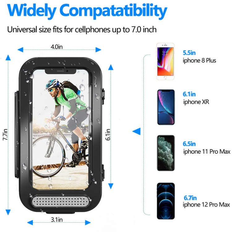 Bicycle Phone Holder Waterproof Bicycle Motorcycle Handlebar Case For 4.7-6.8 Inch Mobile Phone M...