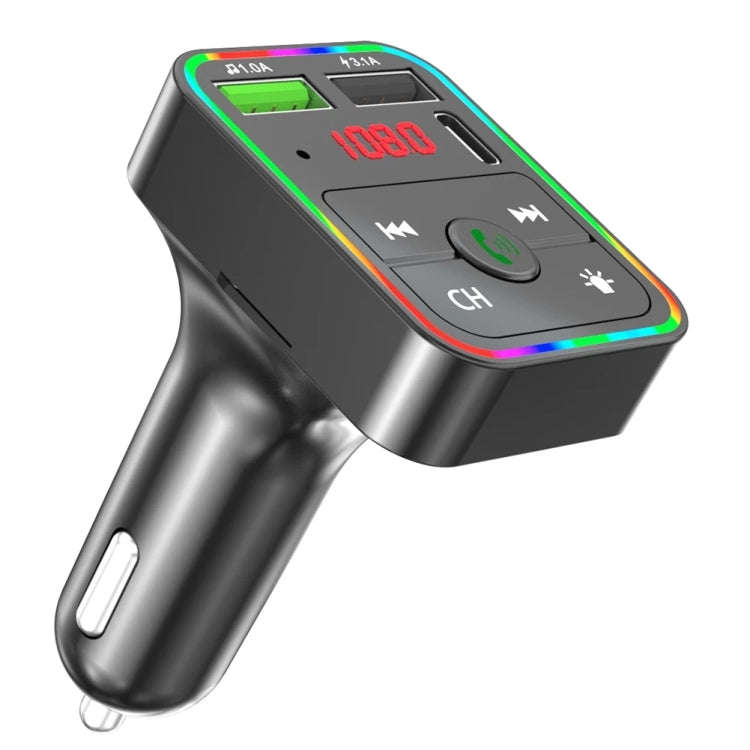 F2 Car FM Transmitter MP3 USB Charger Player with LED Backlight FM Transmitter with Bluetooth Tra...