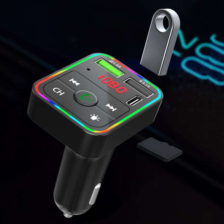 F2 Car FM Transmitter MP3 USB Charger Player with LED Backlight FM Transmitter with Bluetooth Tra...