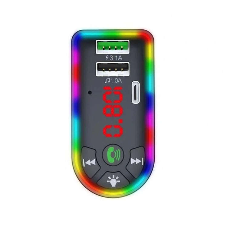 F7 Car MP3 Player 12V Colorful Breathing Light QC3.1 Wireless Dual Port Fast Charging PD
