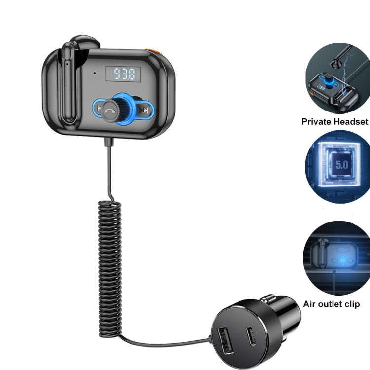 T2 FM Transmitter Hands-free Headphone Kit Headphone MP3 Player Private Call USB PD Quick Charge ...