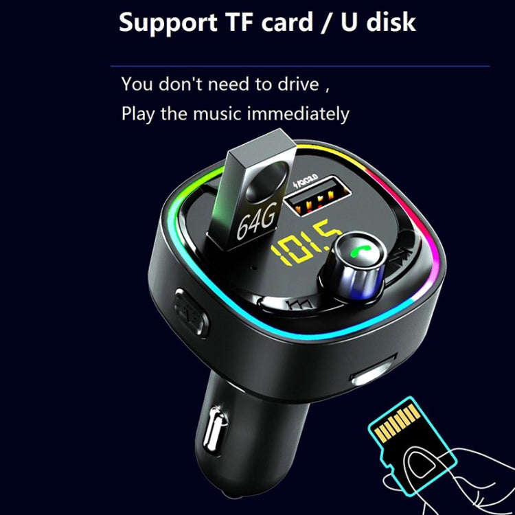 BT08D FM Transmitter Hands-free Car Kit MP3 Audio Player with QC3.0 + PD18W 5A Auto Fast Charger ...