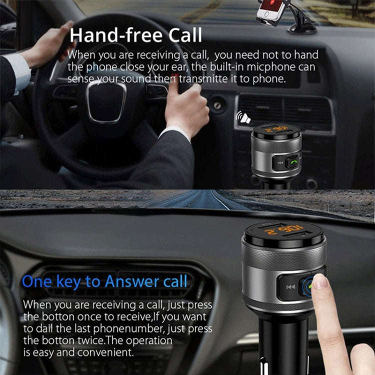 C57 QC3.0 Wireless FM Transmitter Fast Car Charger Bluetooth 5.0 Hands-free Car Modulator USB Fla...