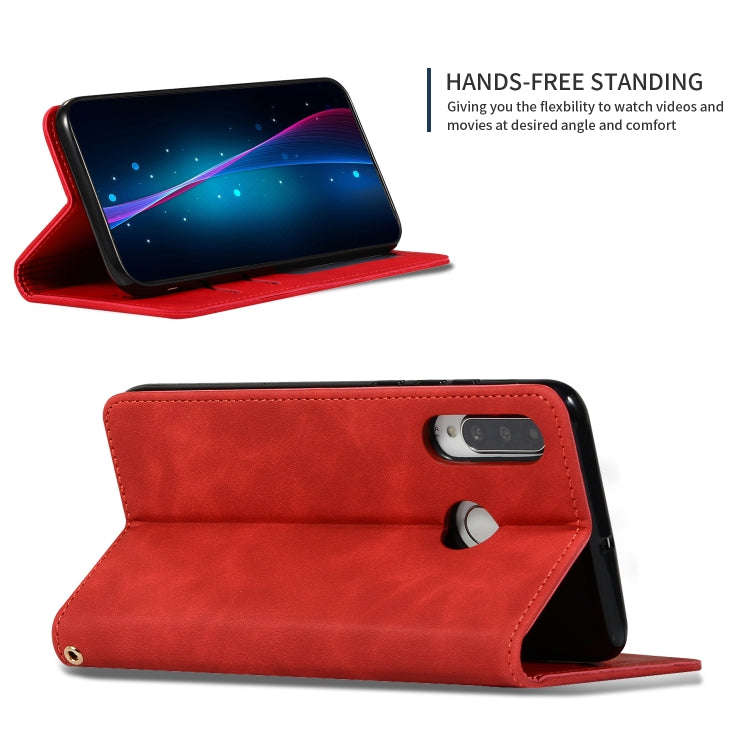 Retro Skin Feel Business Magnetic Horizontal Flip Leather Case for Huawei P30 Lite(Red)