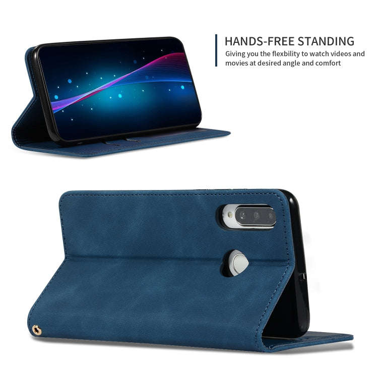 Retro Skin Feel Business Magnetic Horizontal Flip Leather Case for Huawei P30 Lite(Navy Blue)