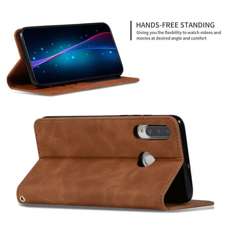 Retro Skin Feel Business Magnetic Horizontal Flip Leather Case for Huawei P30 Lite(Brown)