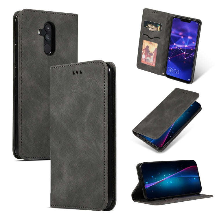Retro Skin Feel Business Magnetic Horizontal Flip Leather Case for Huawei Mate20 Lite(Dark Gray)
